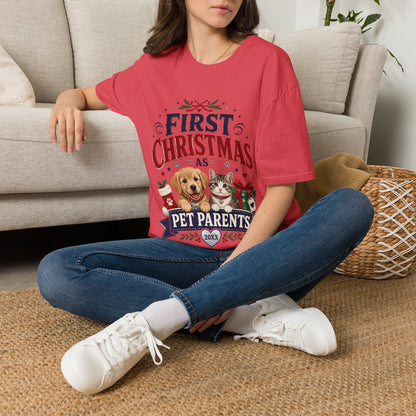 T-Shirt — "First Christmas as Pet Parents" Holiday Tee
