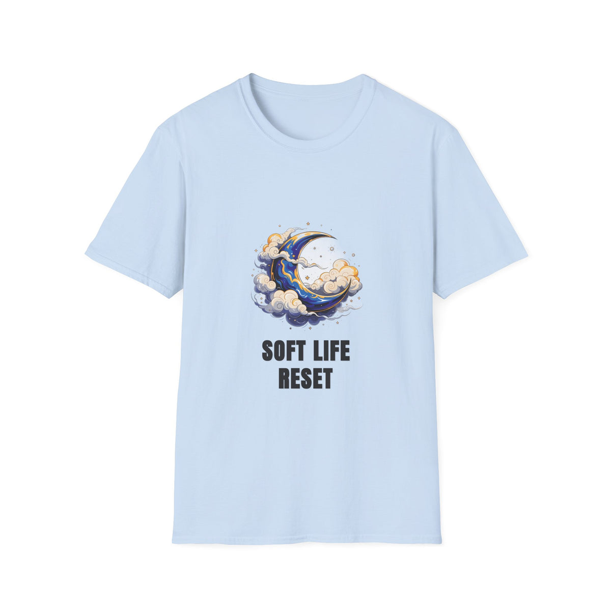 Soft Life Reset T-Shirt — Crescent Moon Cloud Graphic Tee - Trending Now - August 2026