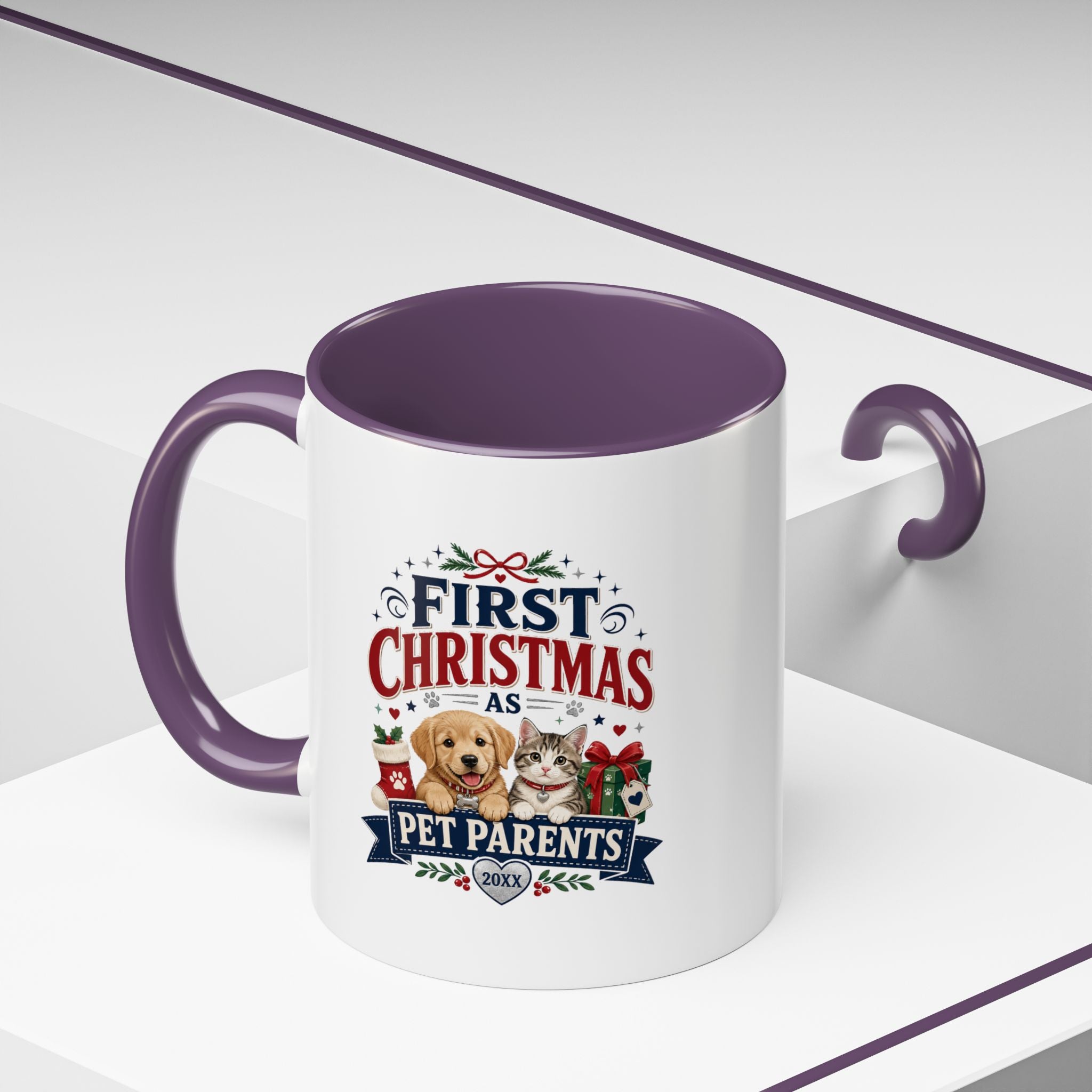 Christmas First Christmas as Pet Parents Coffee Mug — Cute Dog & Cat Holiday Gift