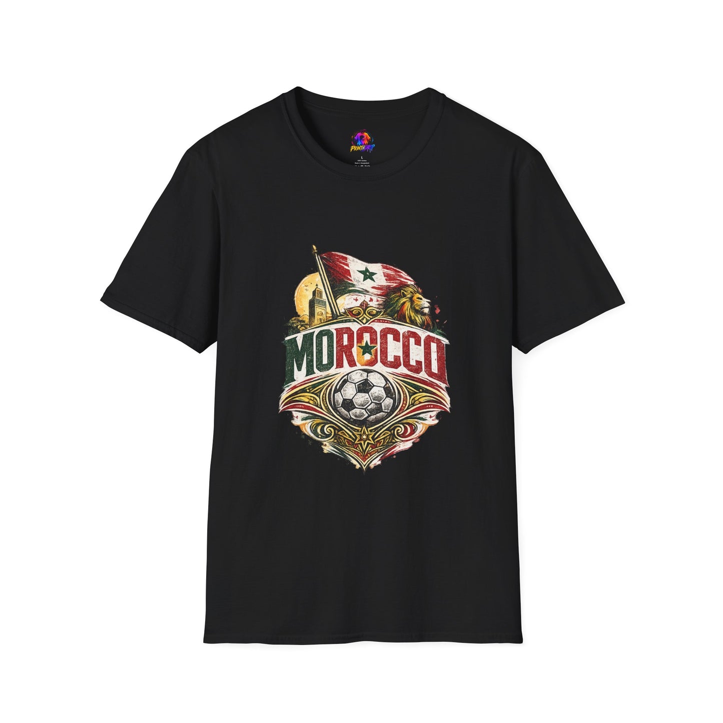 Morocco Soccer T-Shirt — Vintage Flag & Lion Football Tee