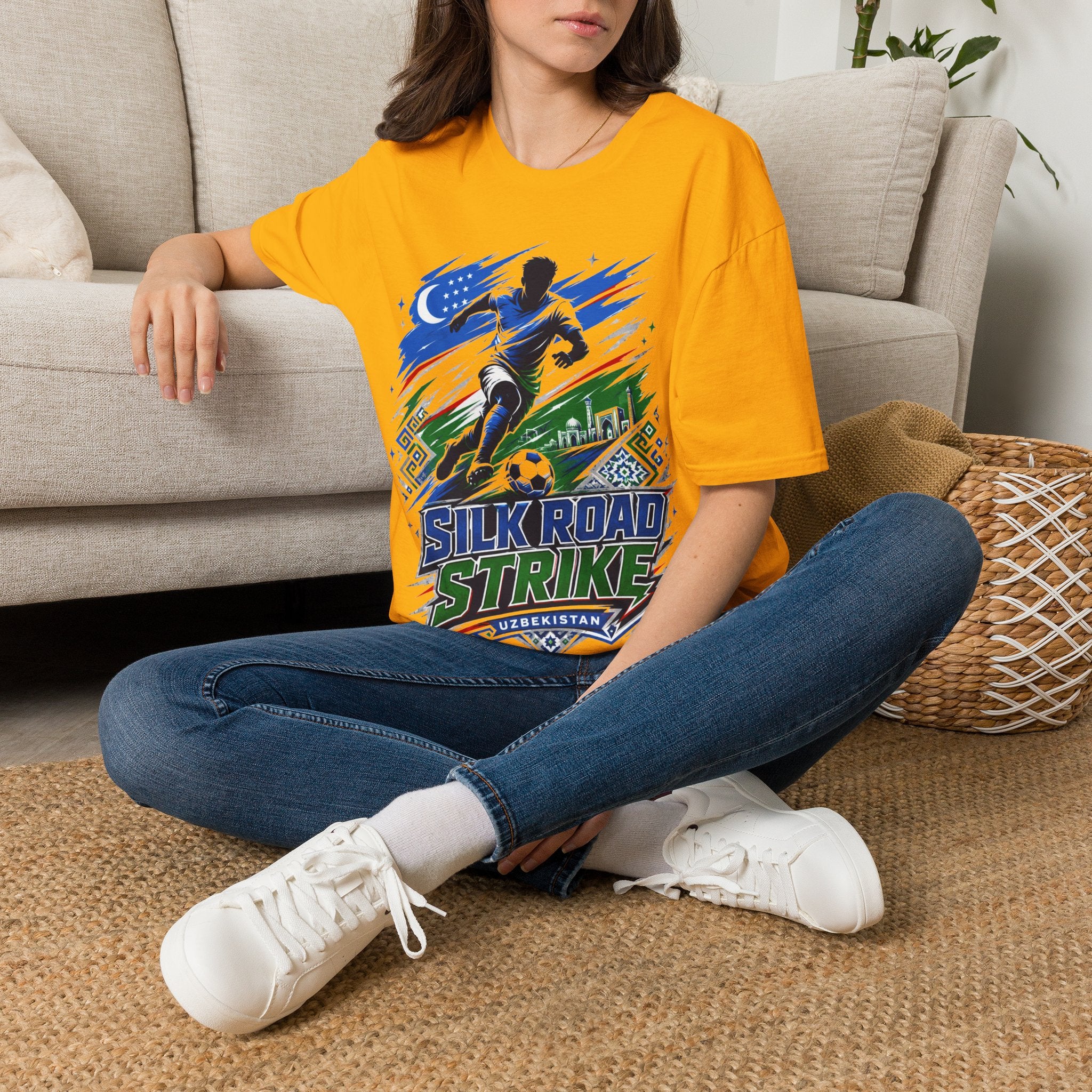 Silk Road Strike Soccer T-Shirt — Uzbekistan Football Graphic Tee