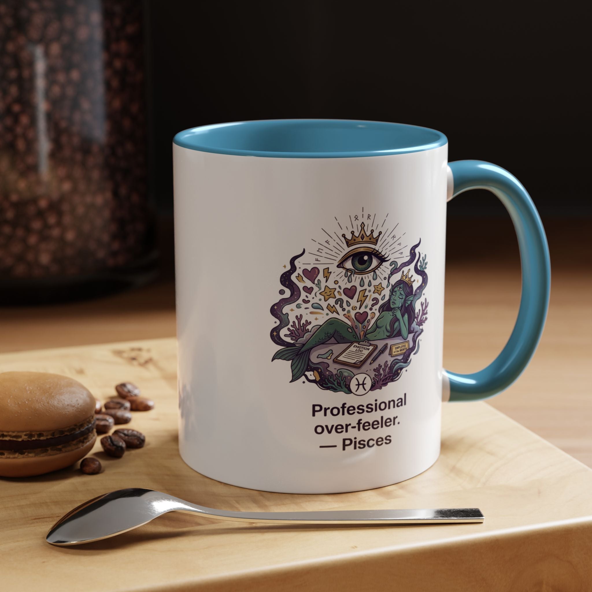 Pisces Coffee Mug — "Professional Over-feeler" Zodiac Accent Mug (11/15oz)
