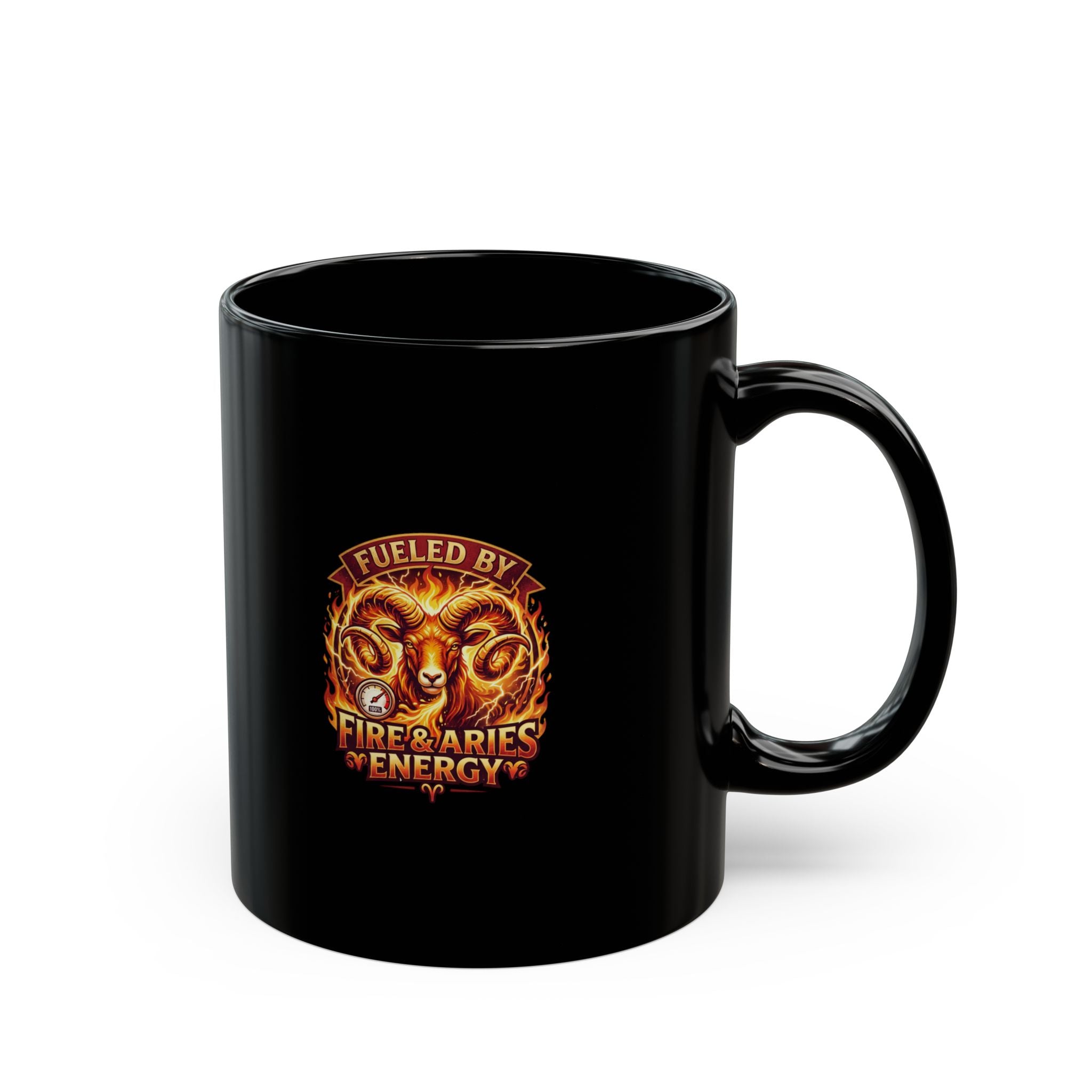 Fueled by Aries Energy Mug — Zodiac Ram Fire Astrology Coffee Cup