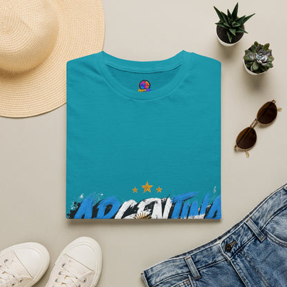 Argentina Graffiti T-Shirt — Soccer Fan Tee with Three Stars & Sun Emblem