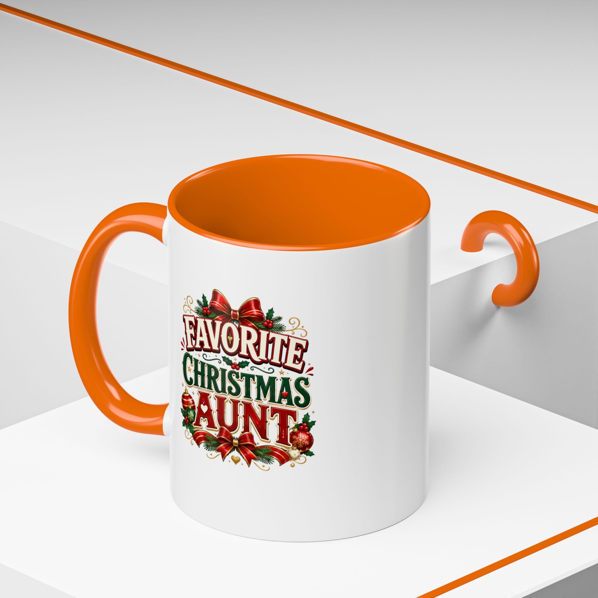 Christmas Aunt Coffee Mug — "Favorite Christmas Aunt" Accent Holiday Mug