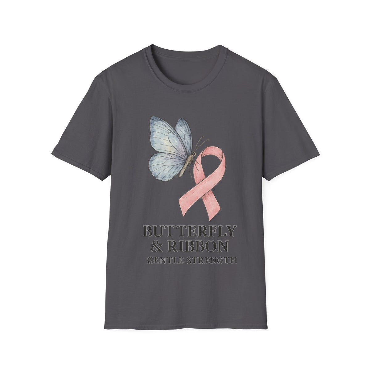 Butterfly and Ribbon Gentle Strength Graphic Tee, Pink Ribbon Breast Cancer T-Shirt - Trending Now - September 2026
