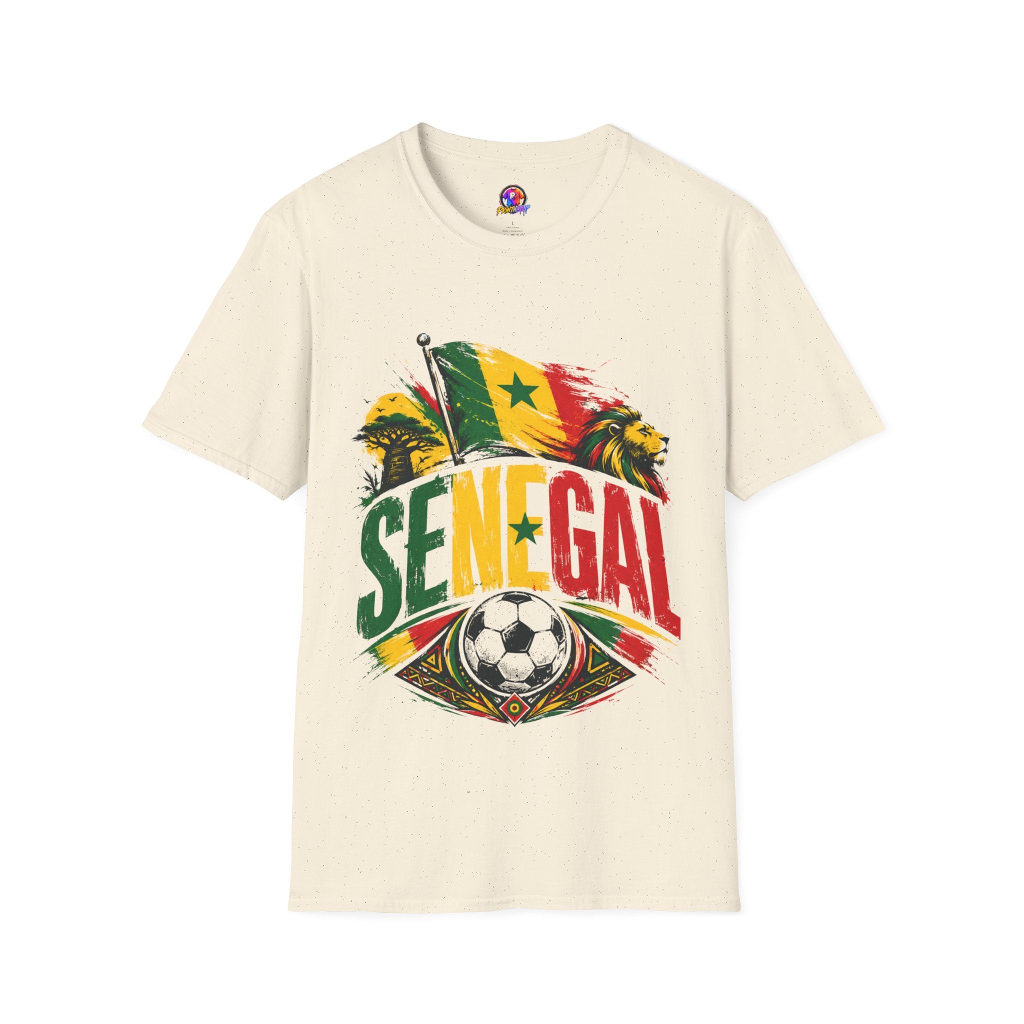 Senegal Flag Soccer T-Shirt — Lion & Football Pride Tee