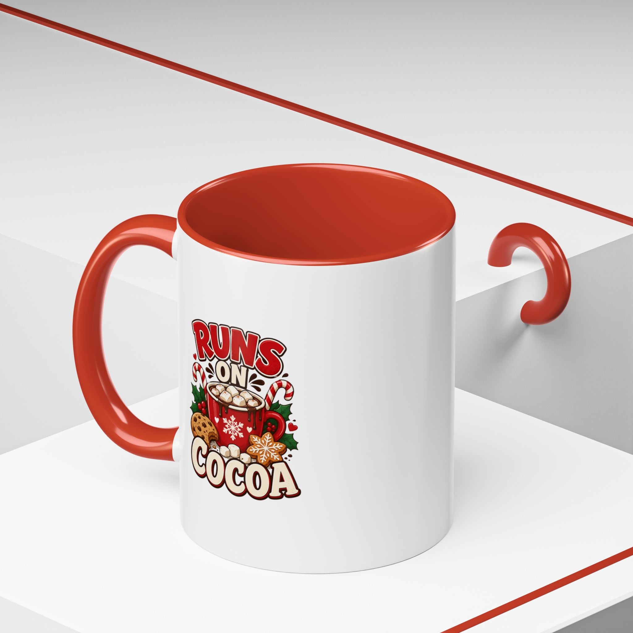 Runs on Cocoa Accent Coffee Mug — Holiday Hot Cocoa Gift