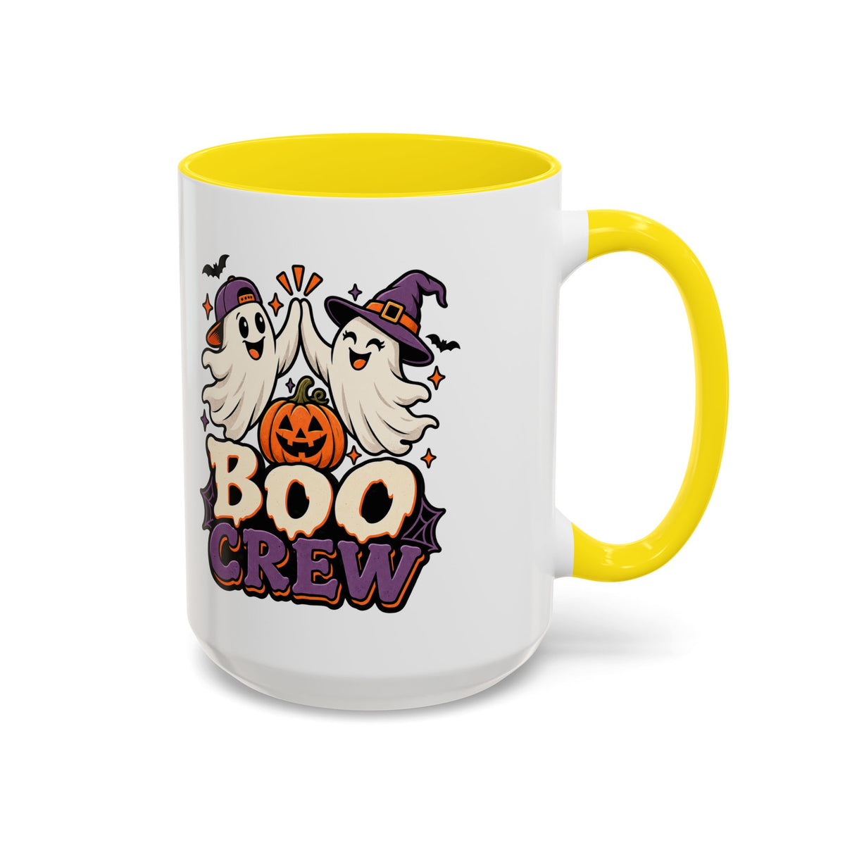 Boo Crew Halloween Accent Coffee Mug — Cute Ghosts & Jack-O'-Lantern Design (11/15 oz)