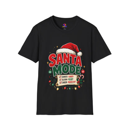 Santa Mode T-Shirt — Holiday Christmas Graphic Tee with Santa Hat