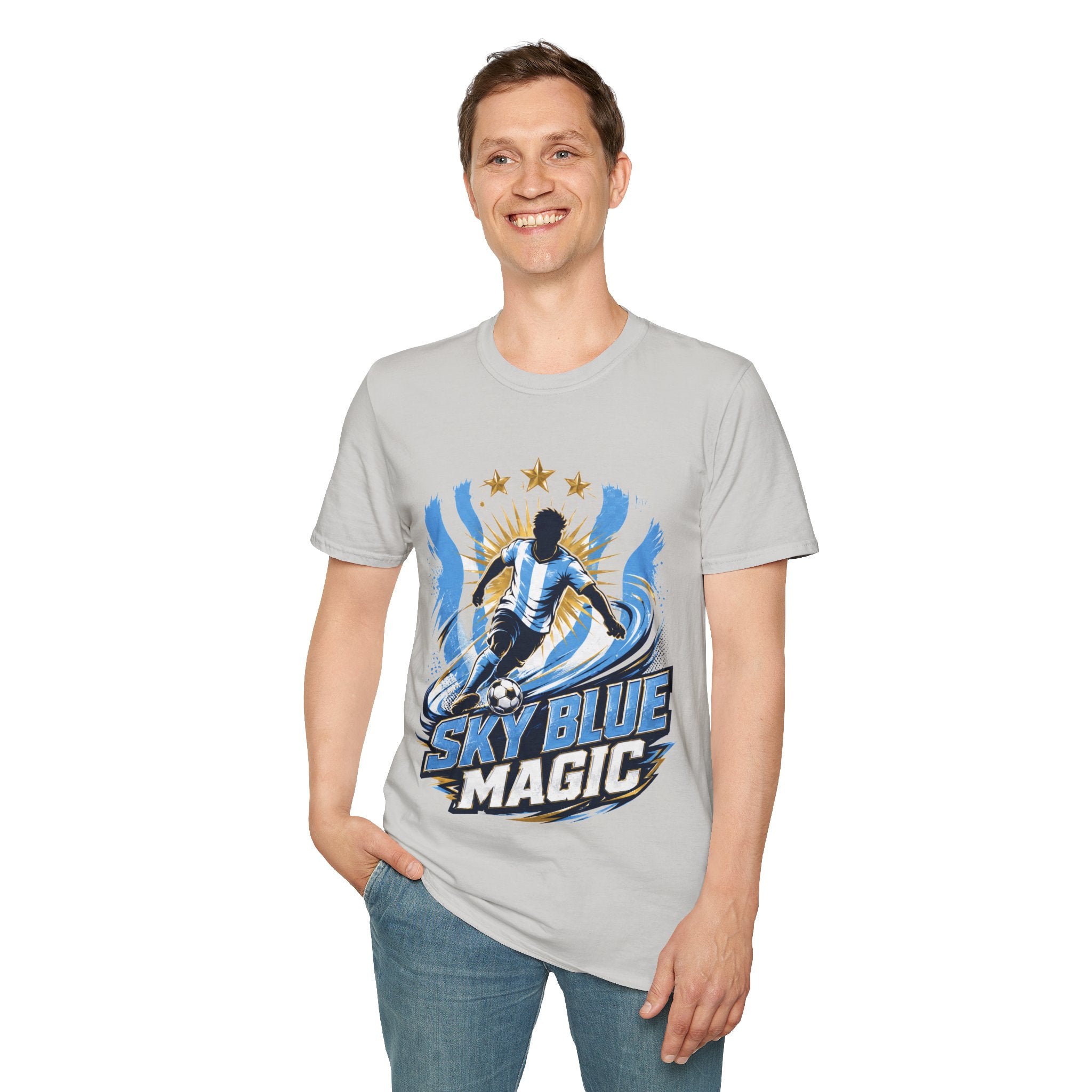 Argentina Sky Blue Magic Soccer T-Shirt — Argentinian Football Player Graphic Tee