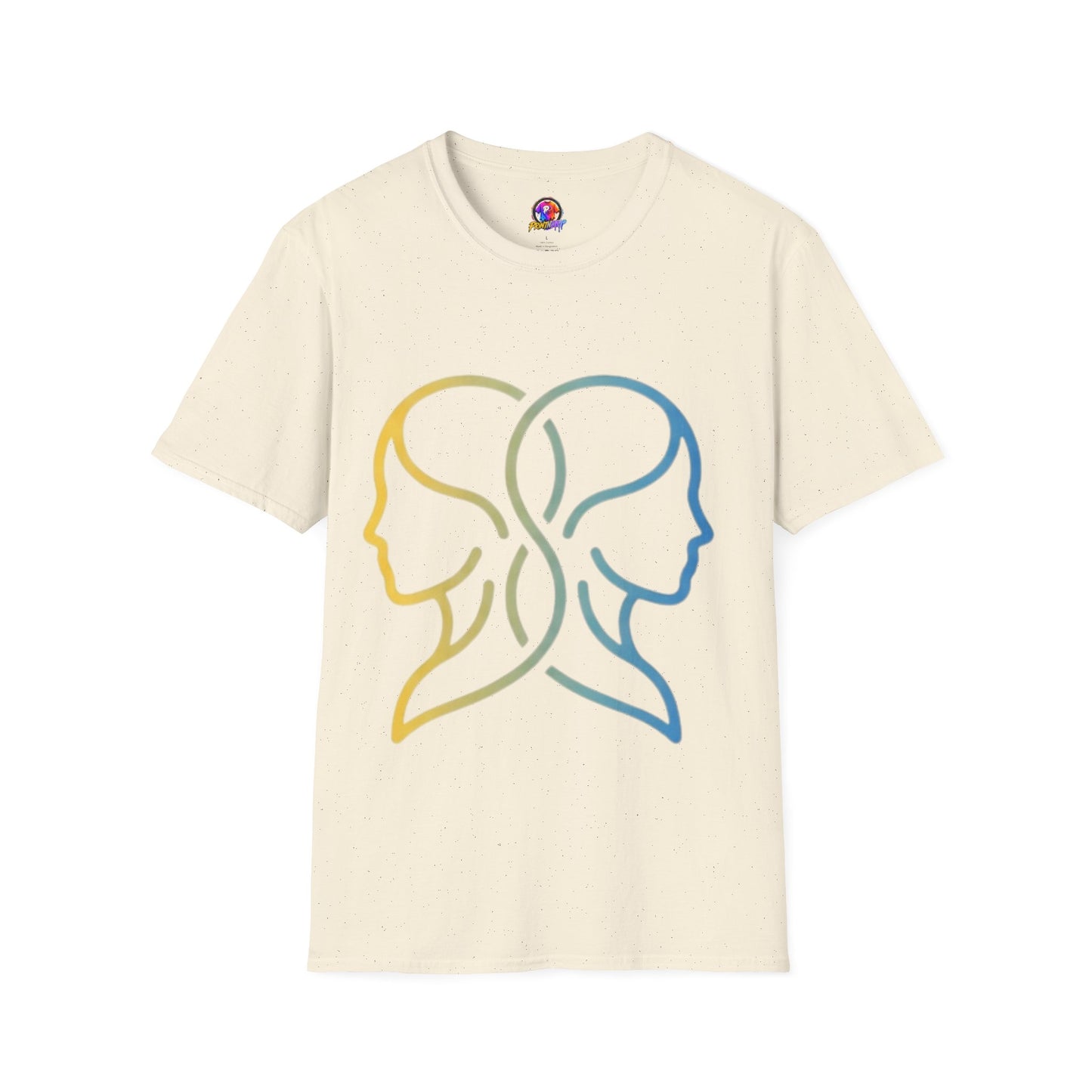 Twin Profile Line Art T‑Shirt — Gradient Sisterhood Outline Tee
