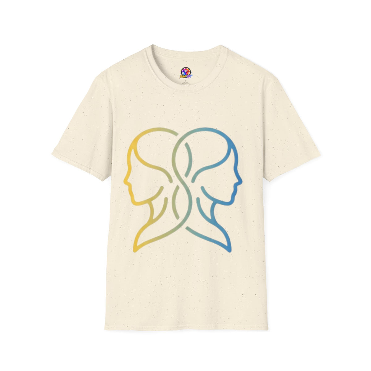 Twin Profile Line Art T‑Shirt — Gradient Sisterhood Outline Tee
