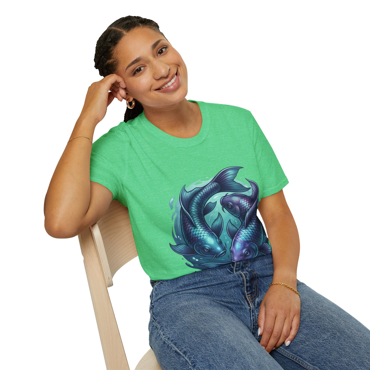 Koi Fish Circle T-Shirt — Artistic Yin Yang Aquatic Tee