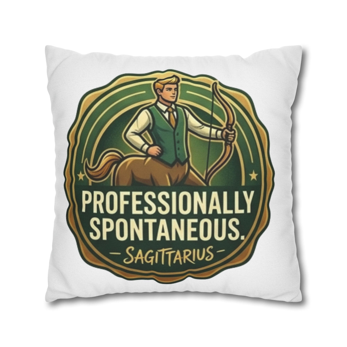 Sagittarius Pillowcase — "Professionally Spontaneous" Zodiac Decor
