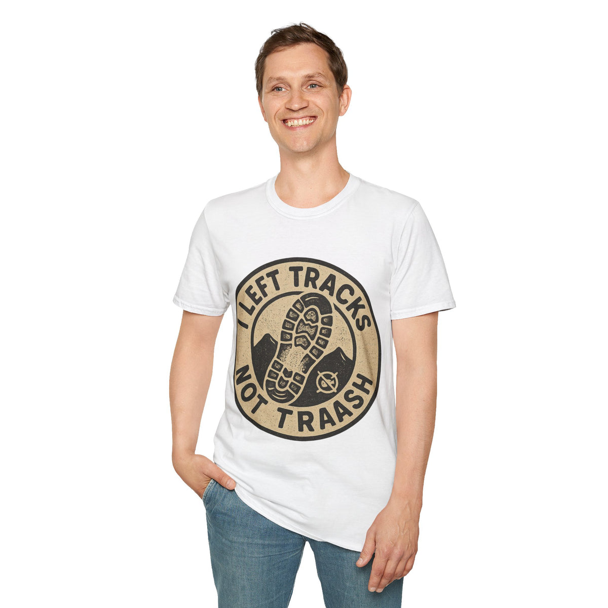 Left Tracks Not Trash Vintage Badge T-Shirt, Retro Leave No Trace Hiking Tee - Trending Now - September 2026