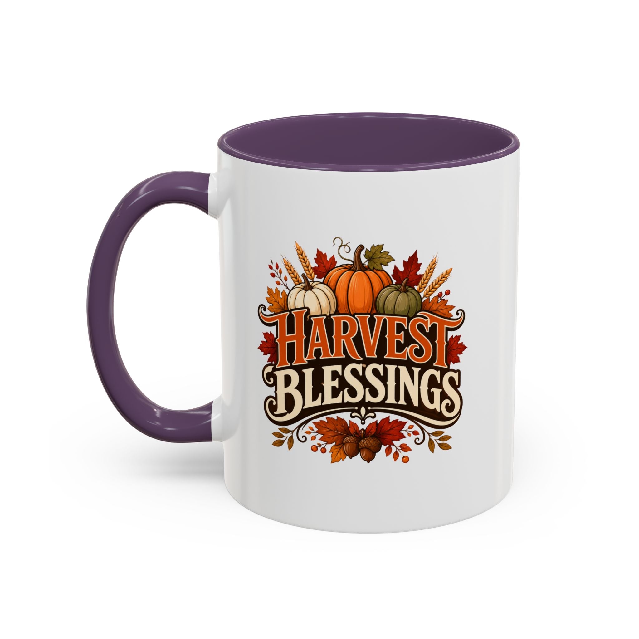 Thanksgiving Mug Harvest Blessings Coffee Mug — Thanksgiving Pumpkin Accent Mug