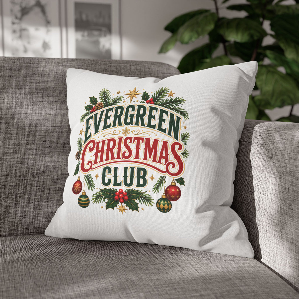 Christmas Evergreen Christmas Club Decorative Pillowcase
