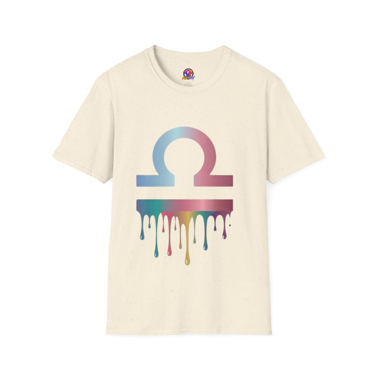Libra Zodiac Omega Symbol T‑Shirt — Pastel Gradient Drip Graphic Shirt