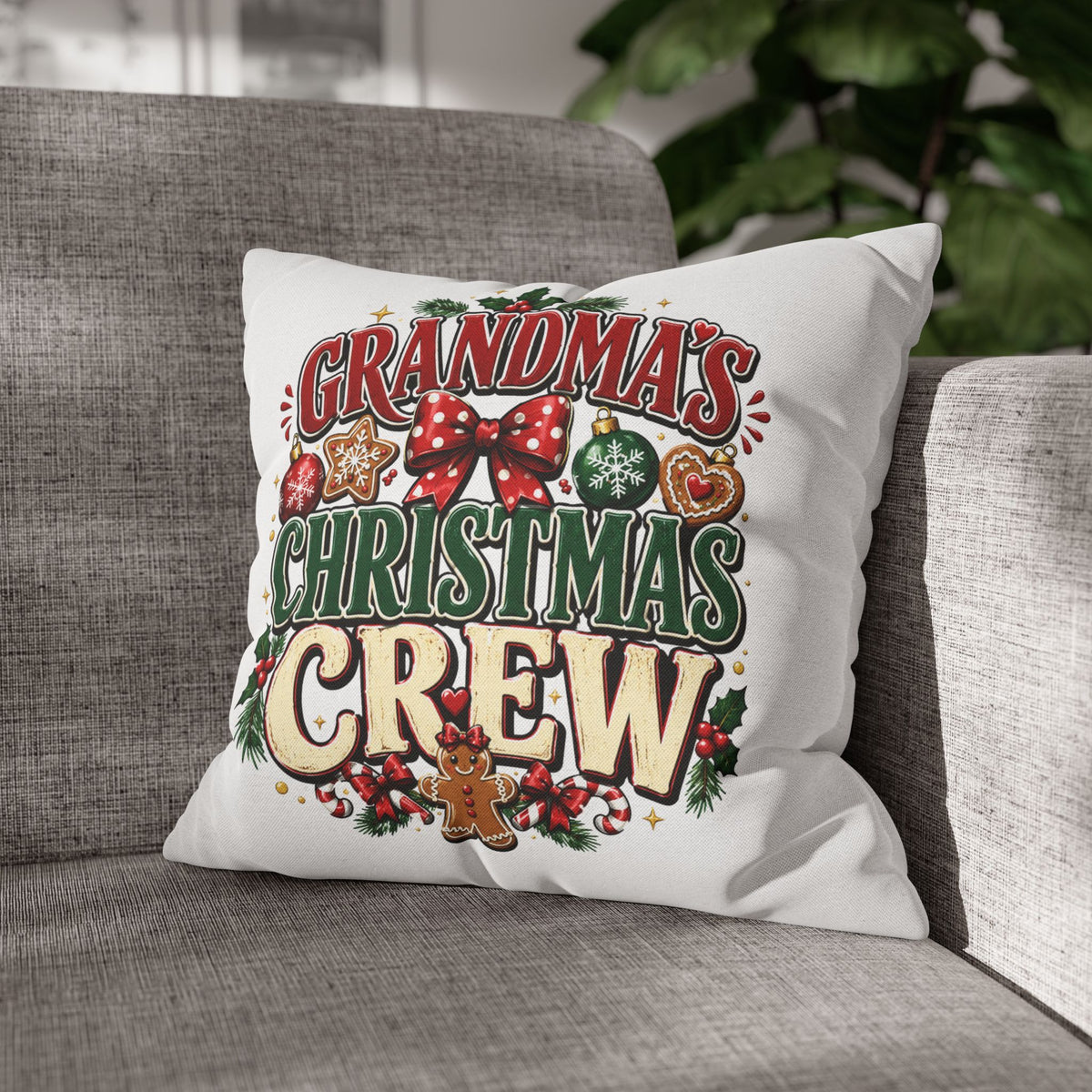 Grandma's Christmas Crew Holiday Pillowcase — Festive Family Decor