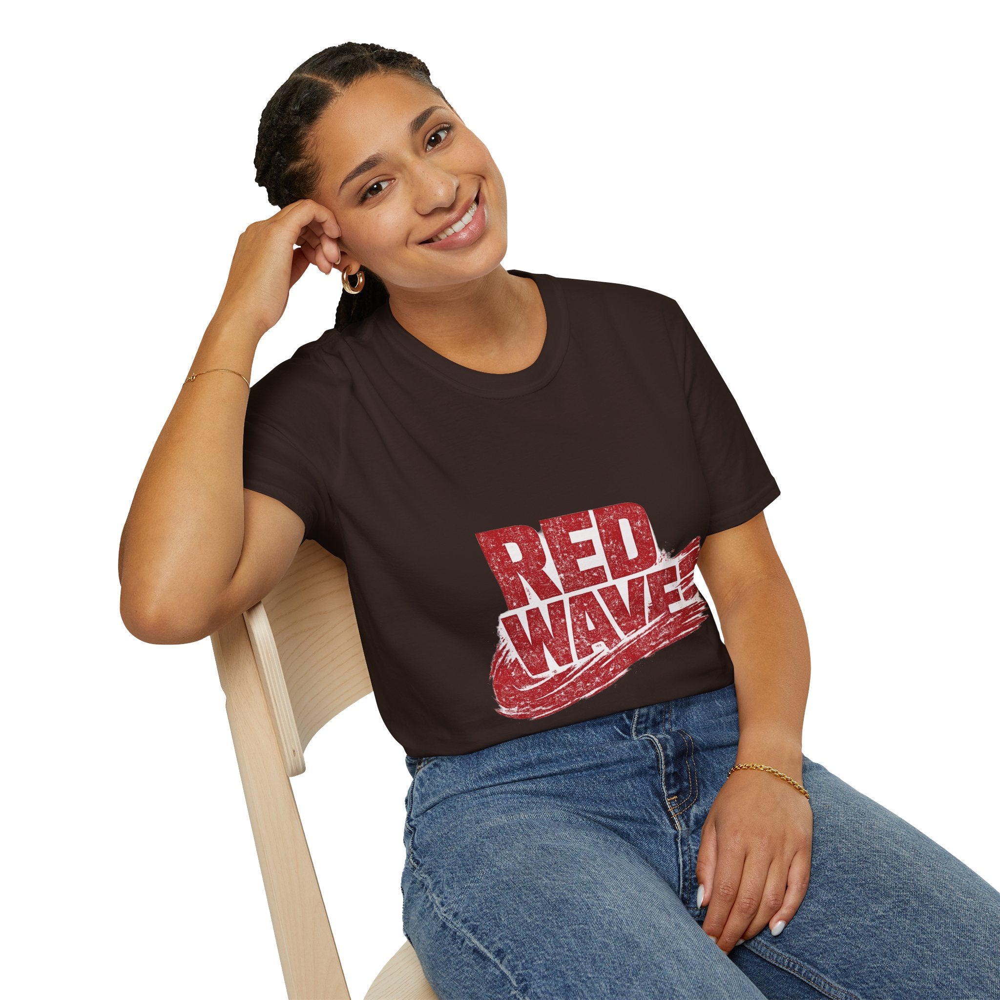 South Korea Red Wave Graphic T‑Shirt — Vintage Distressed Logo Tee