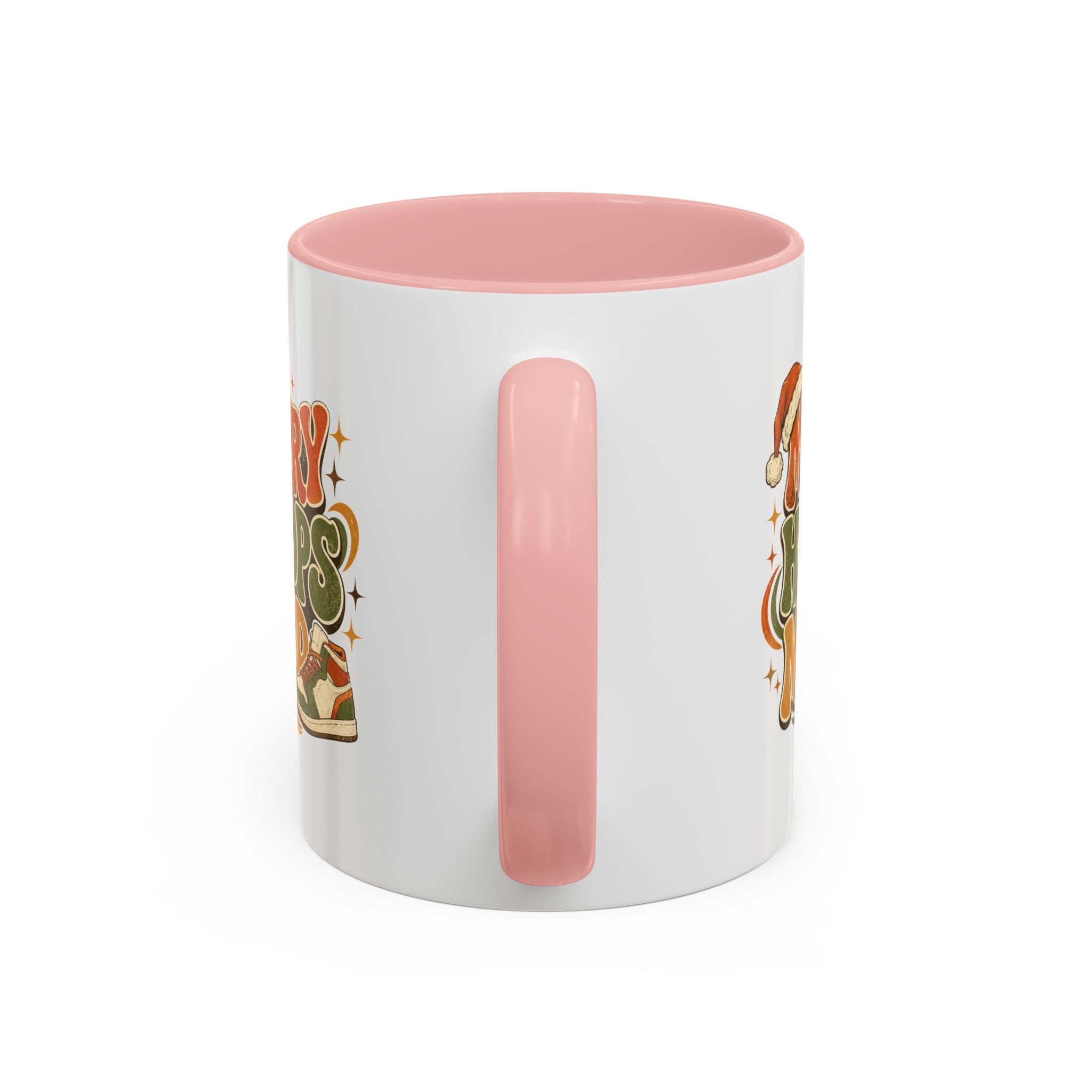 Modern Day Christmas Merry Hoops Mood Accent Coffee Mug — Retro Basketball Christmas Design