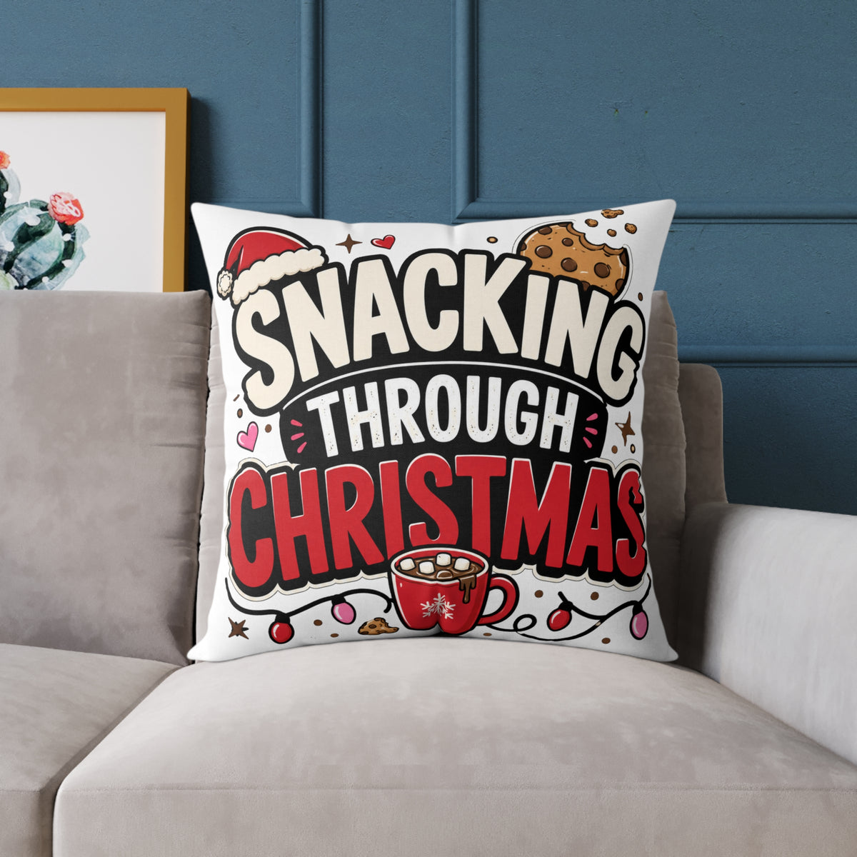 Snacking Through Christmas Modern Day Christmas  Pillow