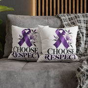 Choose Respect Purple Ribbon Pillowcase — Domestic Violence Awareness Decorative Throw Pillow