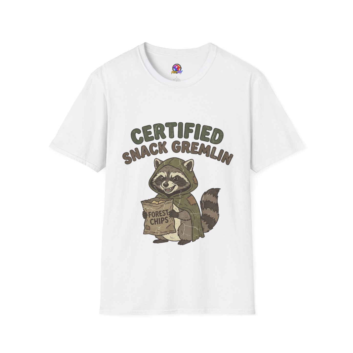 Certified Snack Gremlin T-Shirt — Funny Raccoon Snack Lover Tee