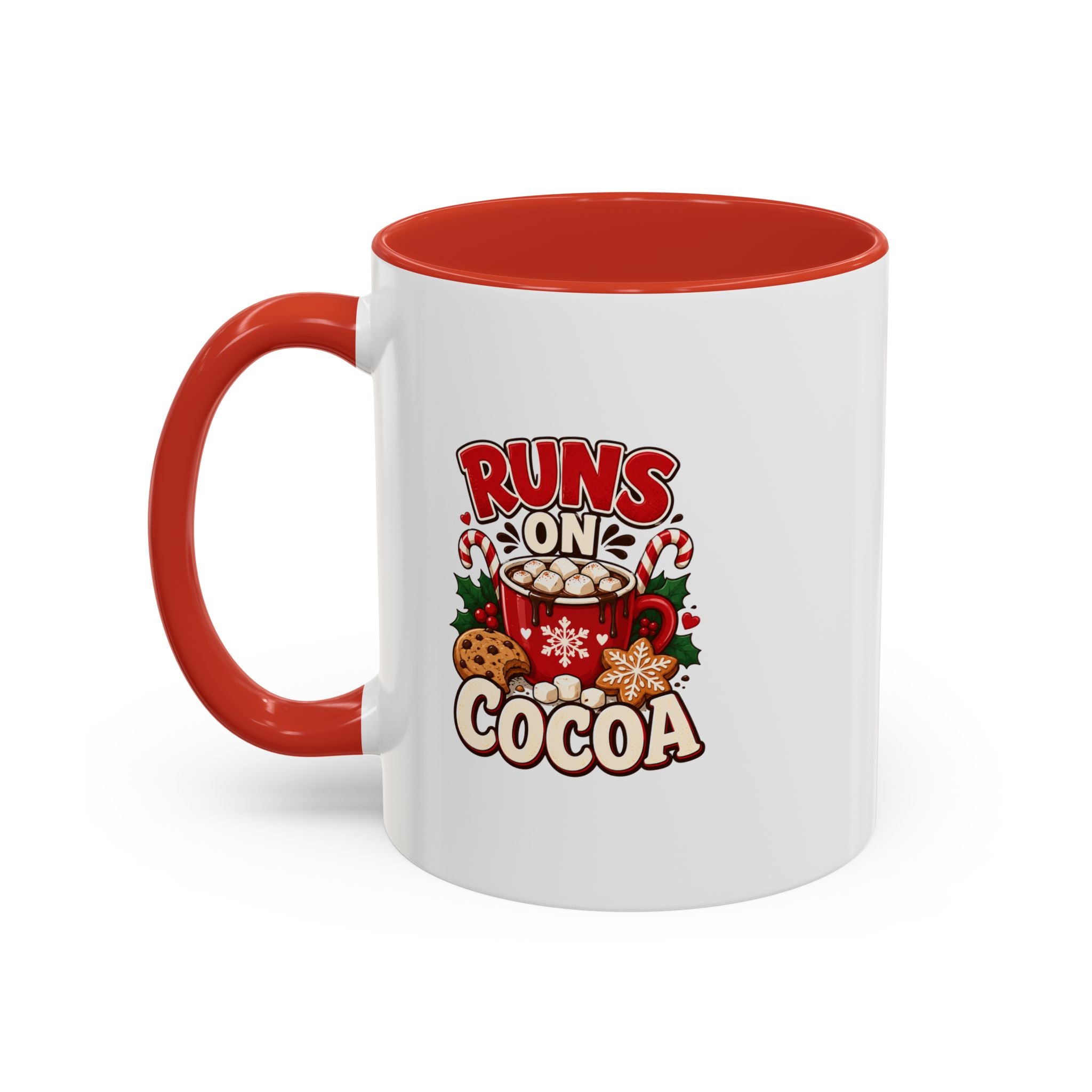 Runs on Cocoa Accent Coffee Mug — Holiday Hot Cocoa Gift
