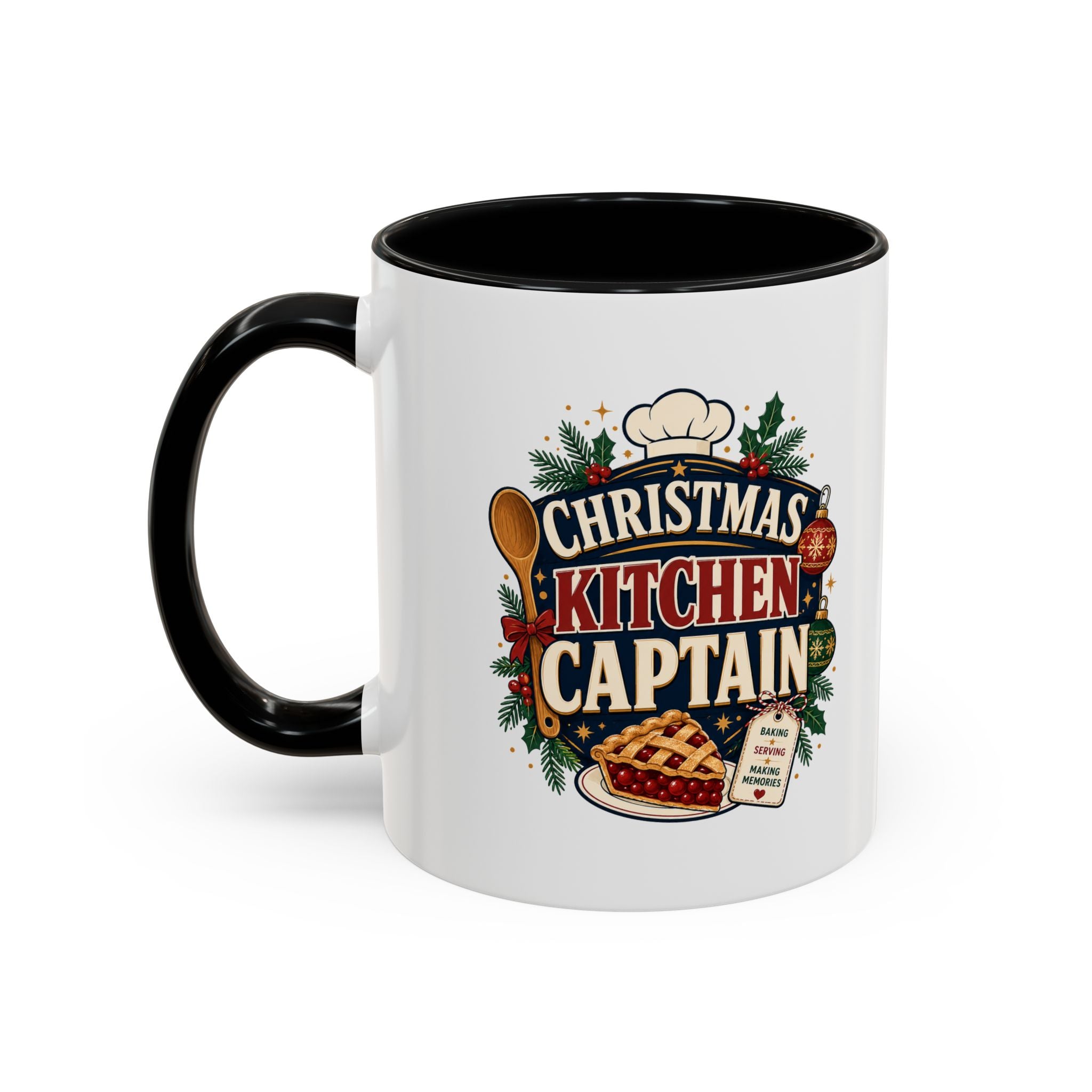 Modern Day Christmas Kitchen Captain Accent Coffee Mug — Holiday Baking Chef Gift (11/15oz)