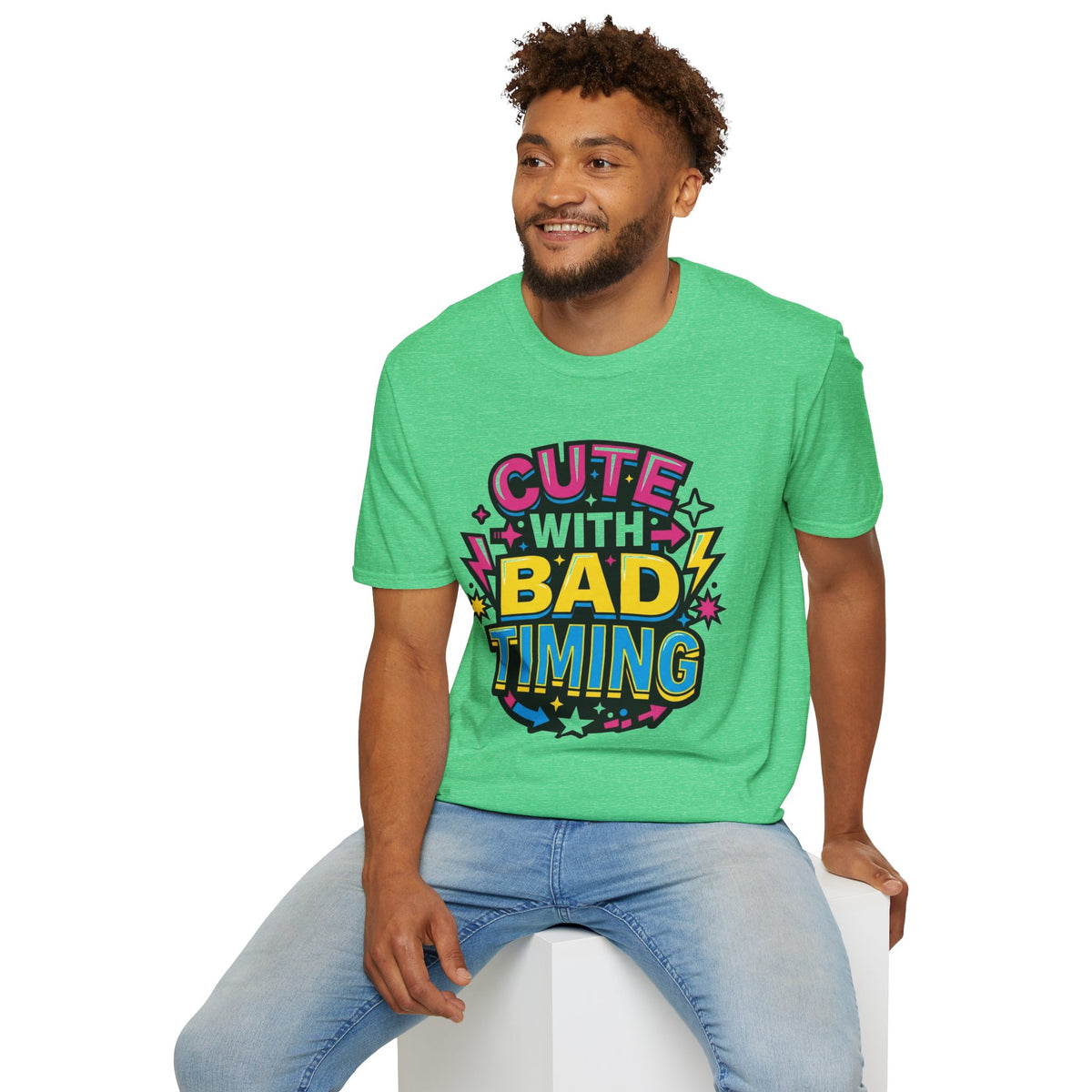 Cute But Bad Timing Graphic T-Shirt — Funny Retro Rainbow Tee - Trending Now - August 2026