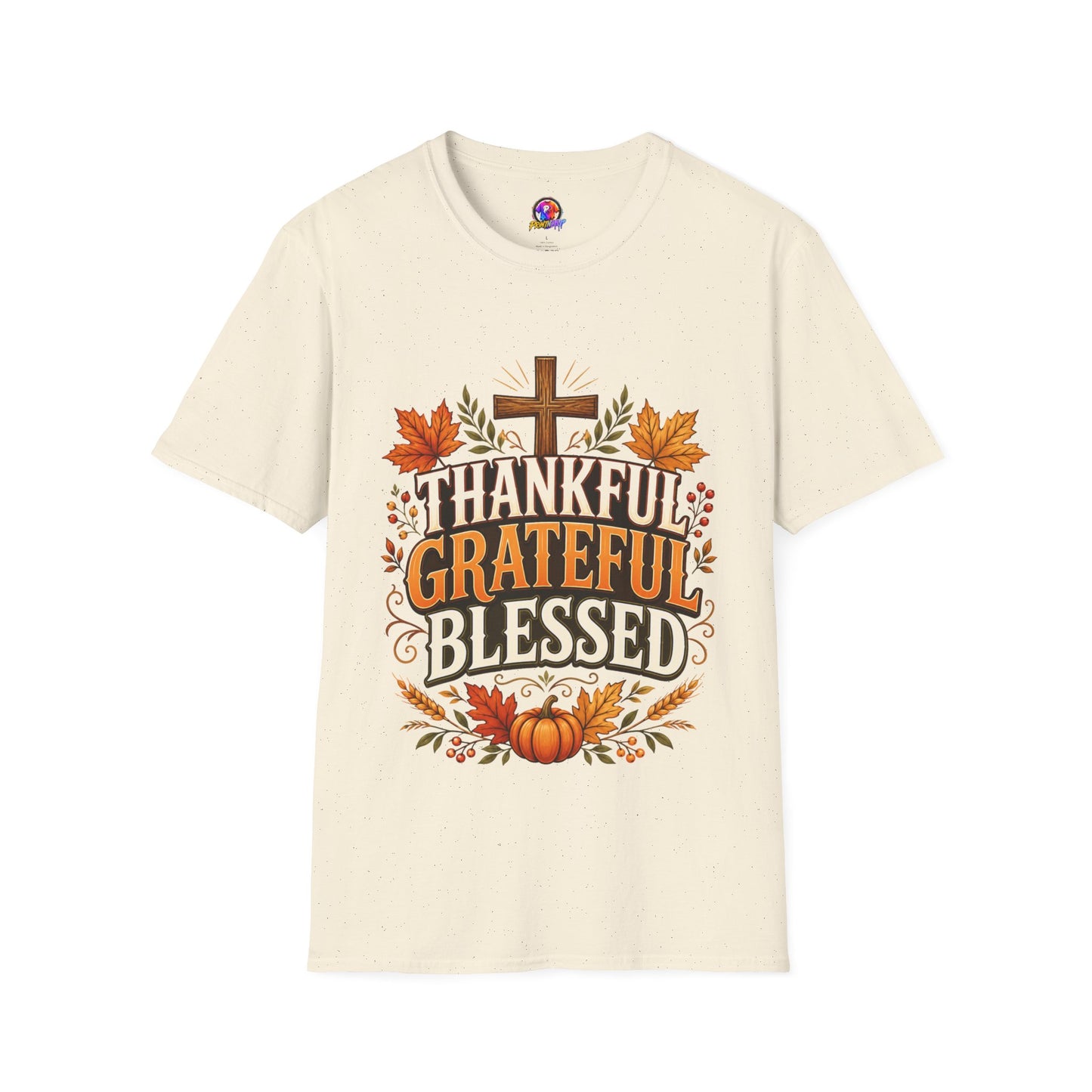 Thankful Grateful Blessed T-Shirt — Fall Thanksgiving Christian Tee