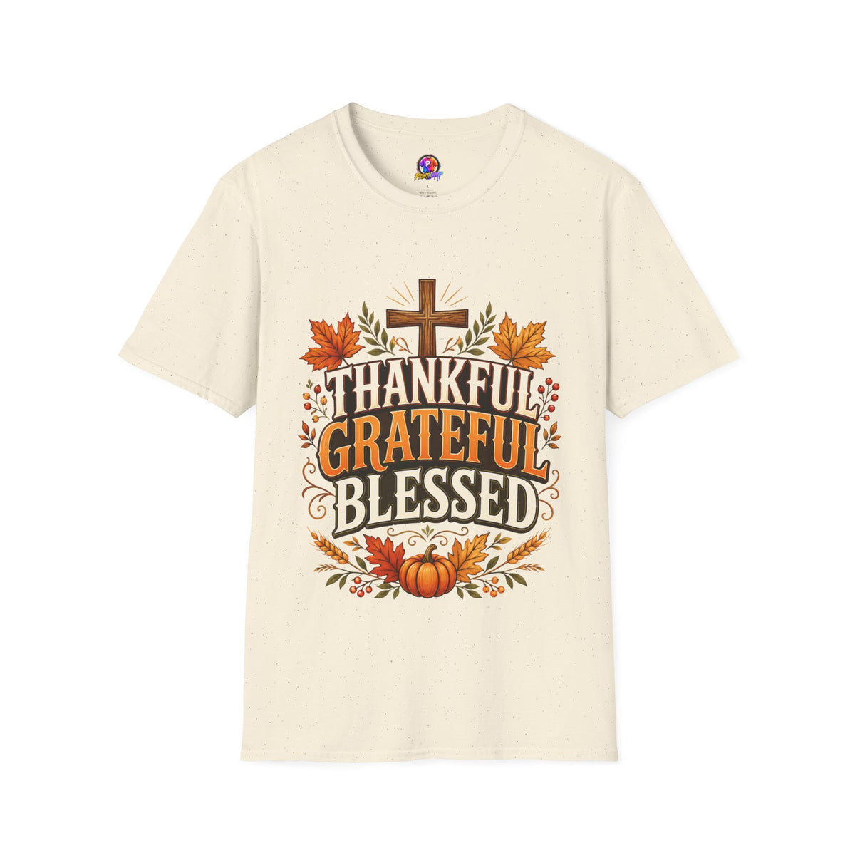 Thanksgiving T-Shirt Thankful Grateful Blessed T-Shirt — Fall Thanksgiving Christian Tee