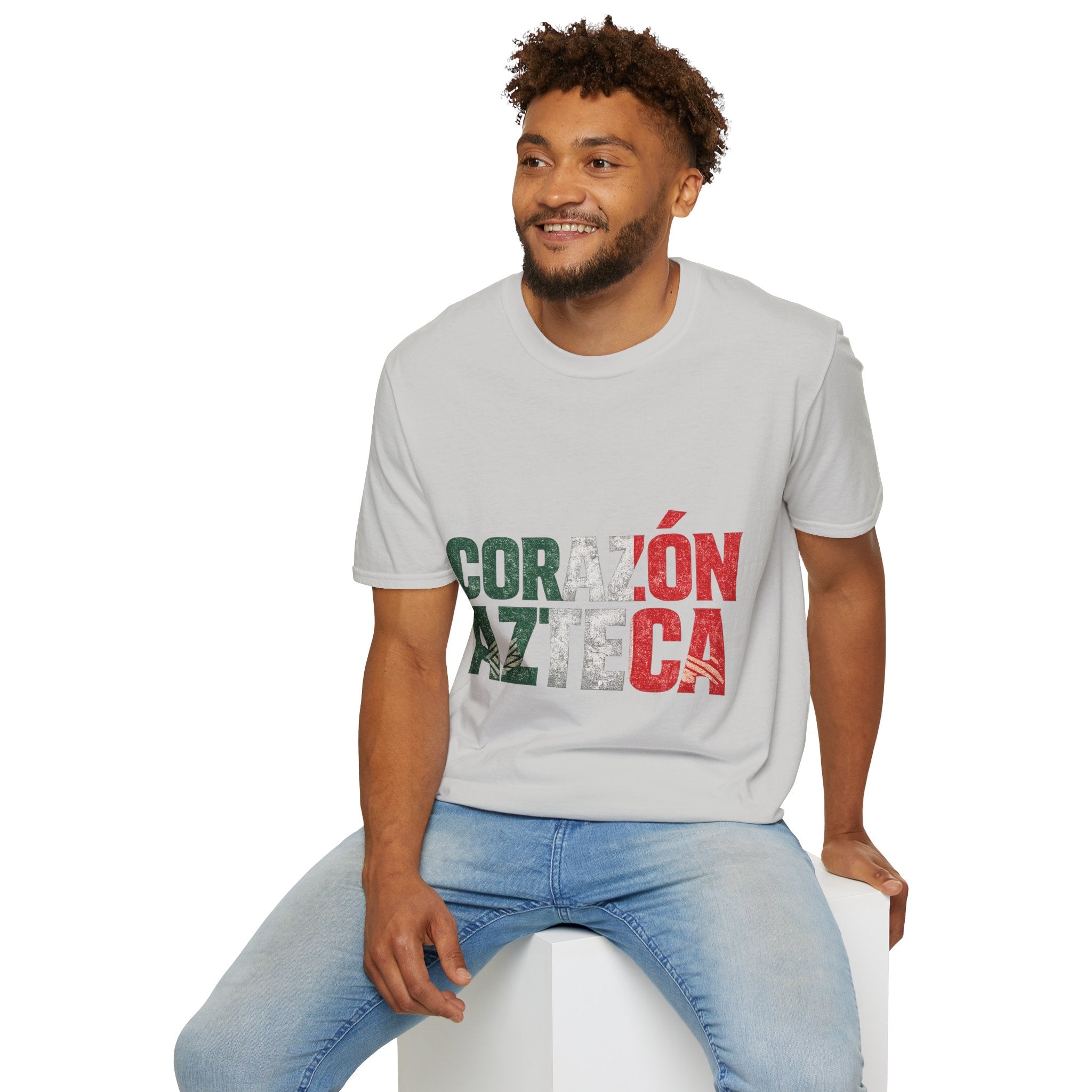 Mexico Corazón Azteca T-Shirt — Mexican Pride Flag Text Tee