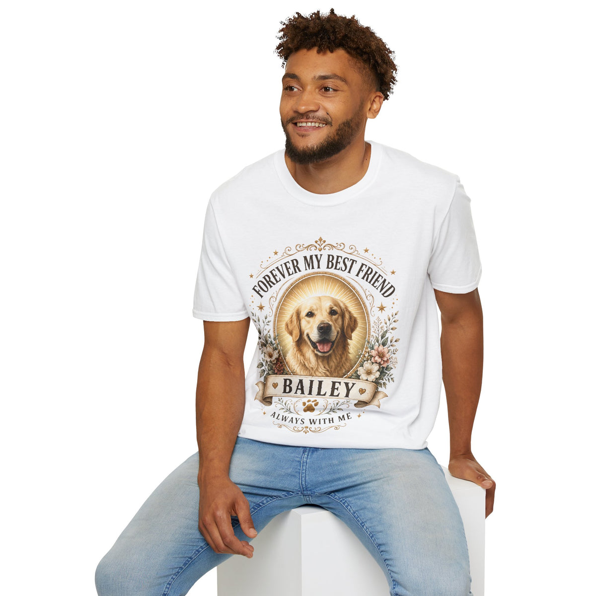 Forever My Best Friend Dog T-Shirt — Personalized Pet Memorial Tee ("Bailey")