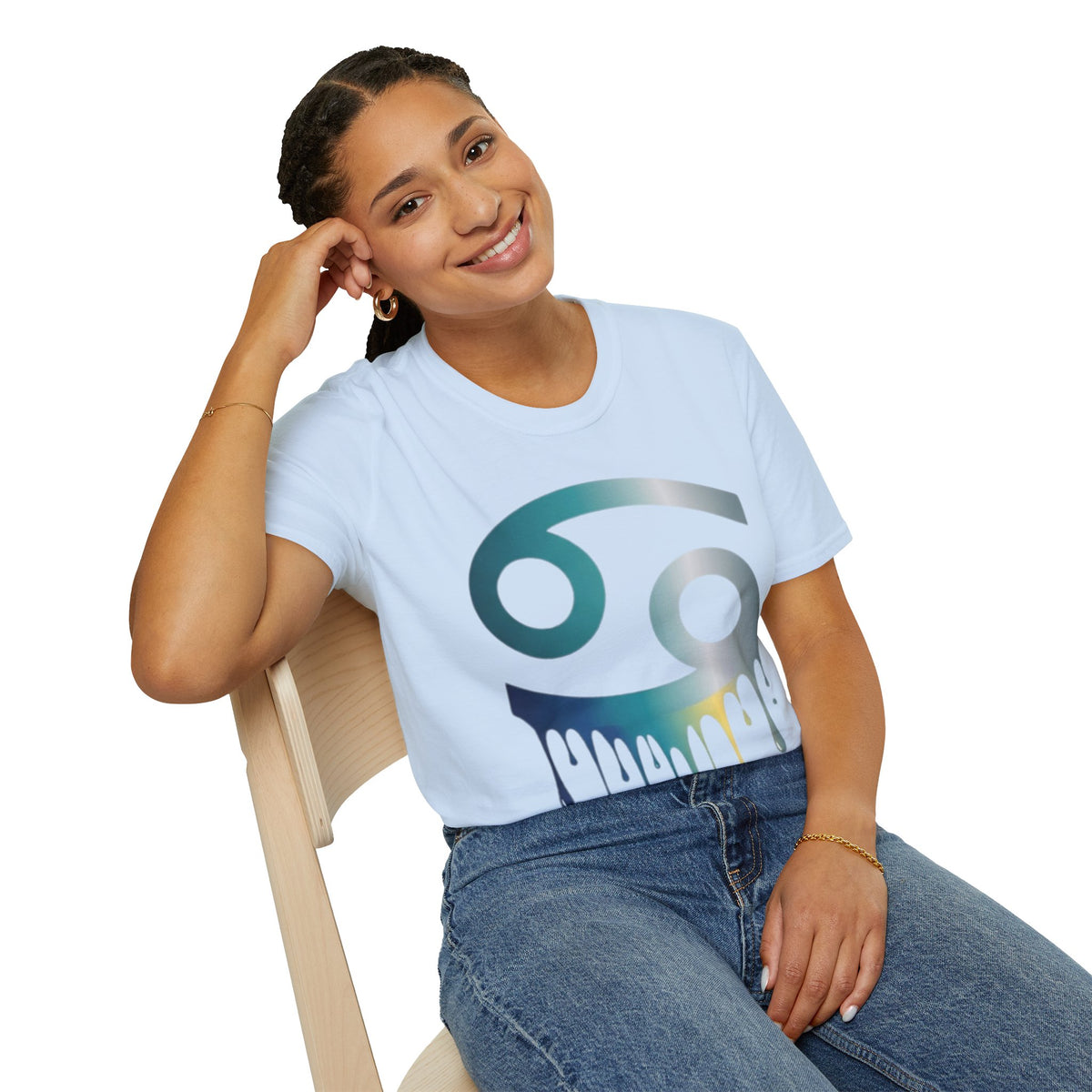 Cancer Zodiac T‑Shirt — Dripping Gradient Astrology Tee (Cancer Symbol)