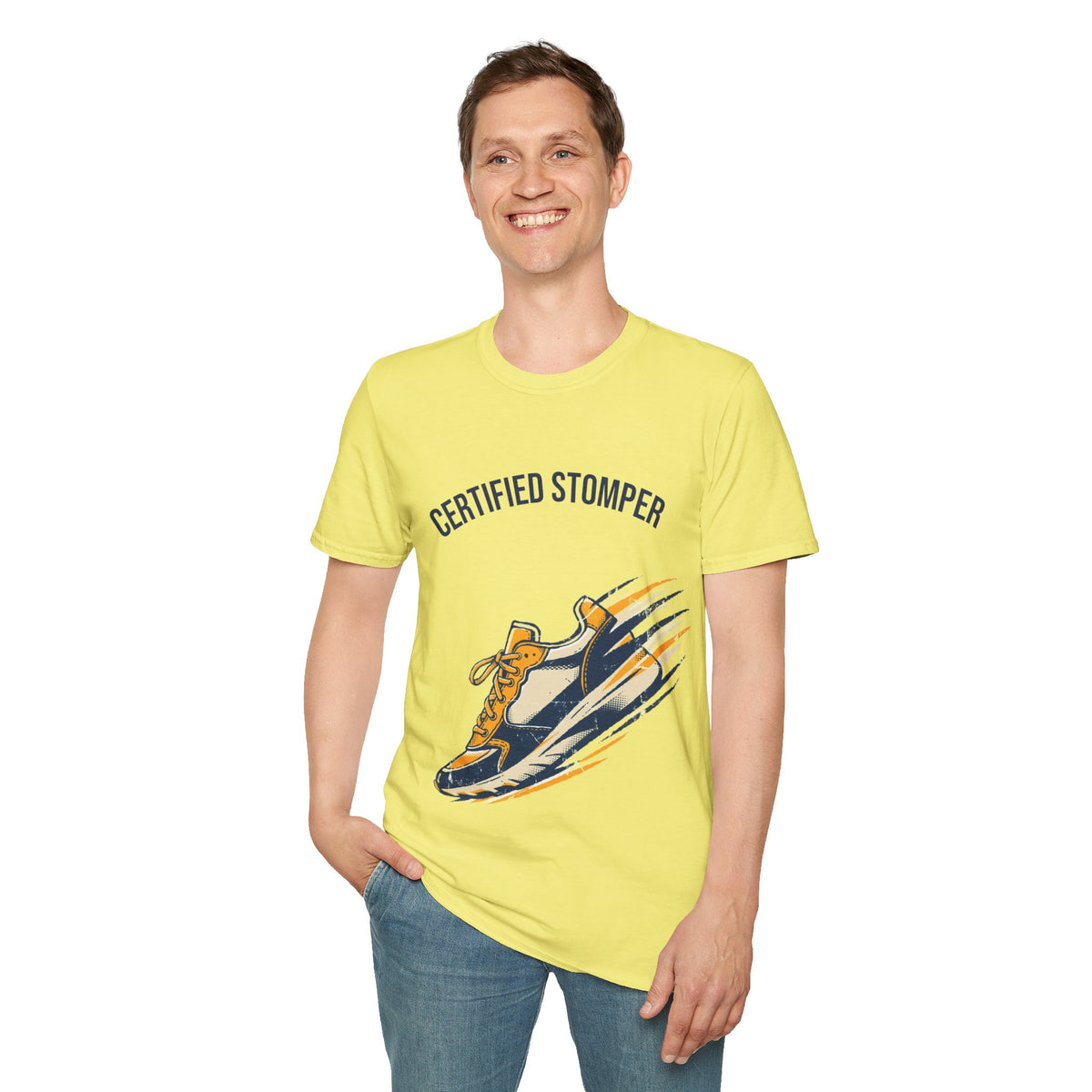 "Certified Stomper" Sneaker Graphic Tee - Trendy Streetwear White T-Shirt - Trending Now - September 2026
