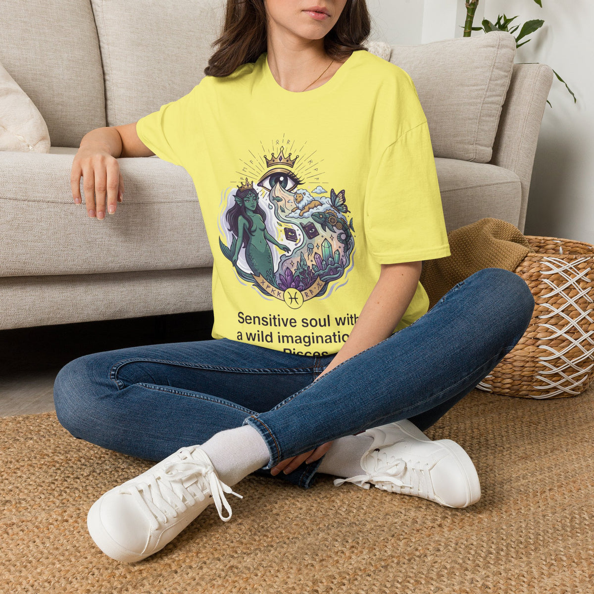 Pisces Zodiac Mystical Mermaid Art T-Shirt — "Sensitive soul with a wild imagination"