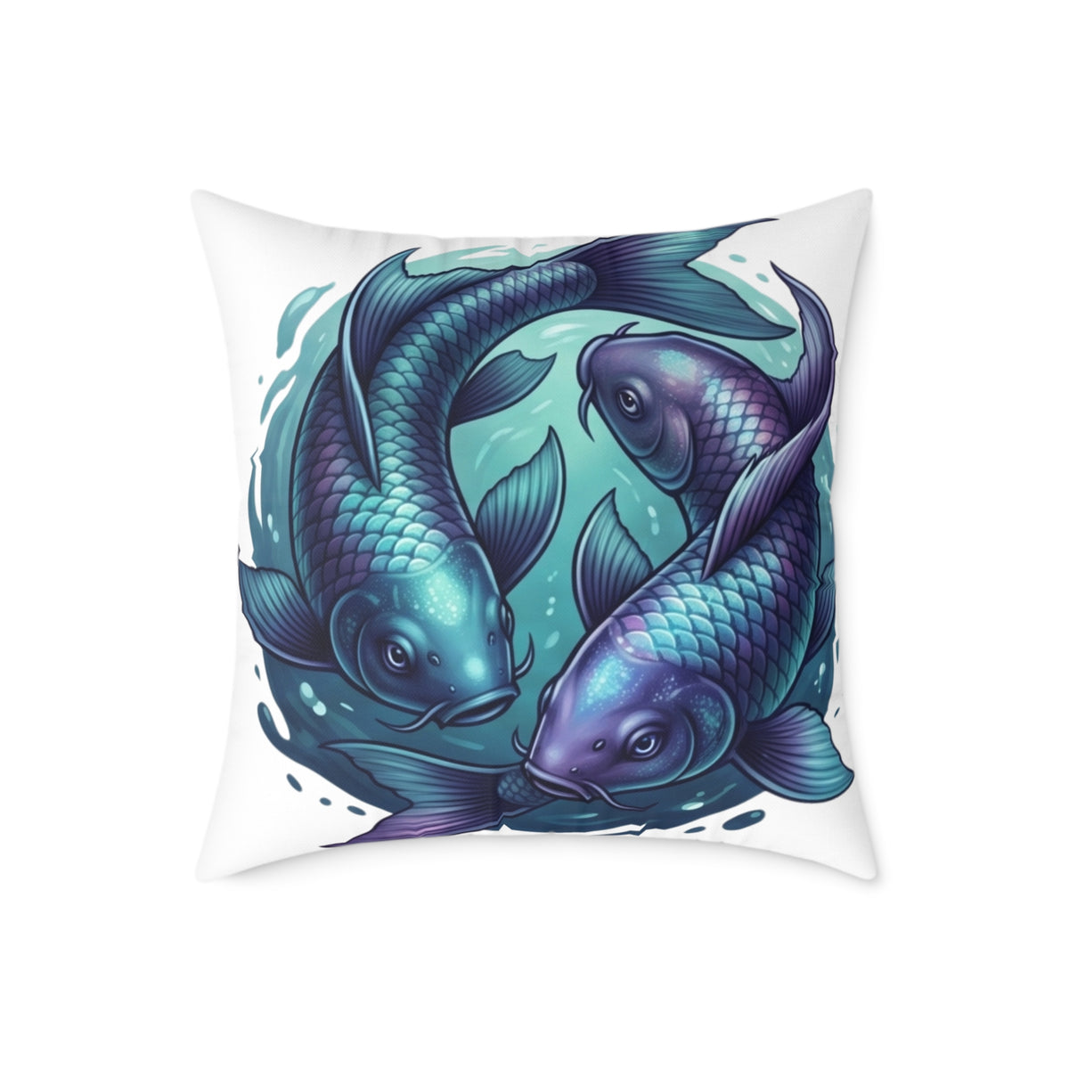 Pisces Zodiac Navy Blue Square Poly Canvas Pillow