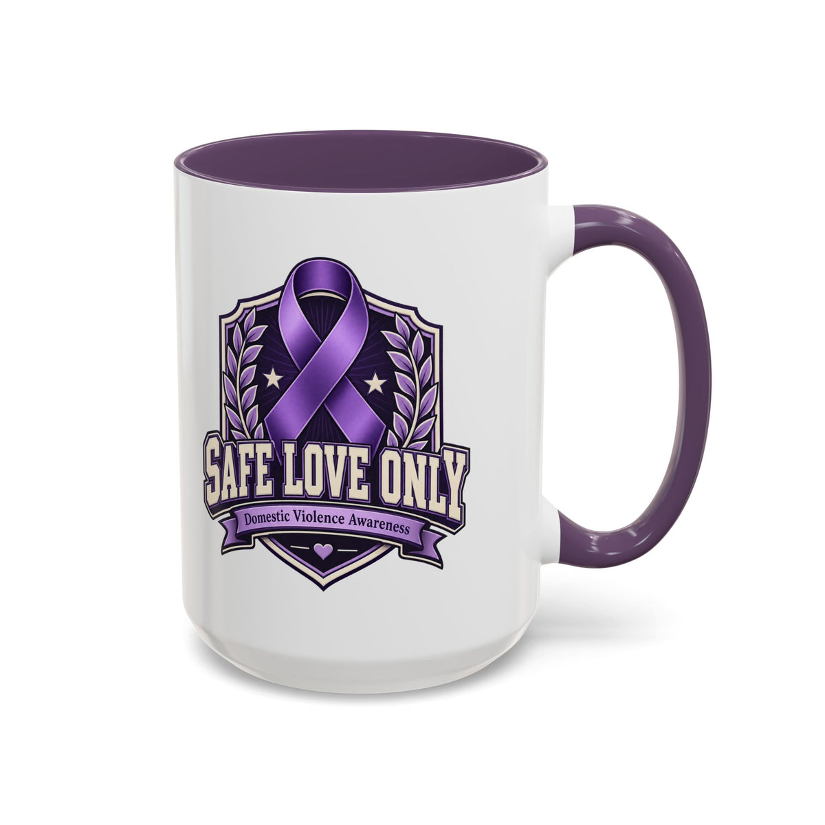 Coffee Mug — "Safe Love Only" Domestic Violence Awareness (Purple Ribbon)