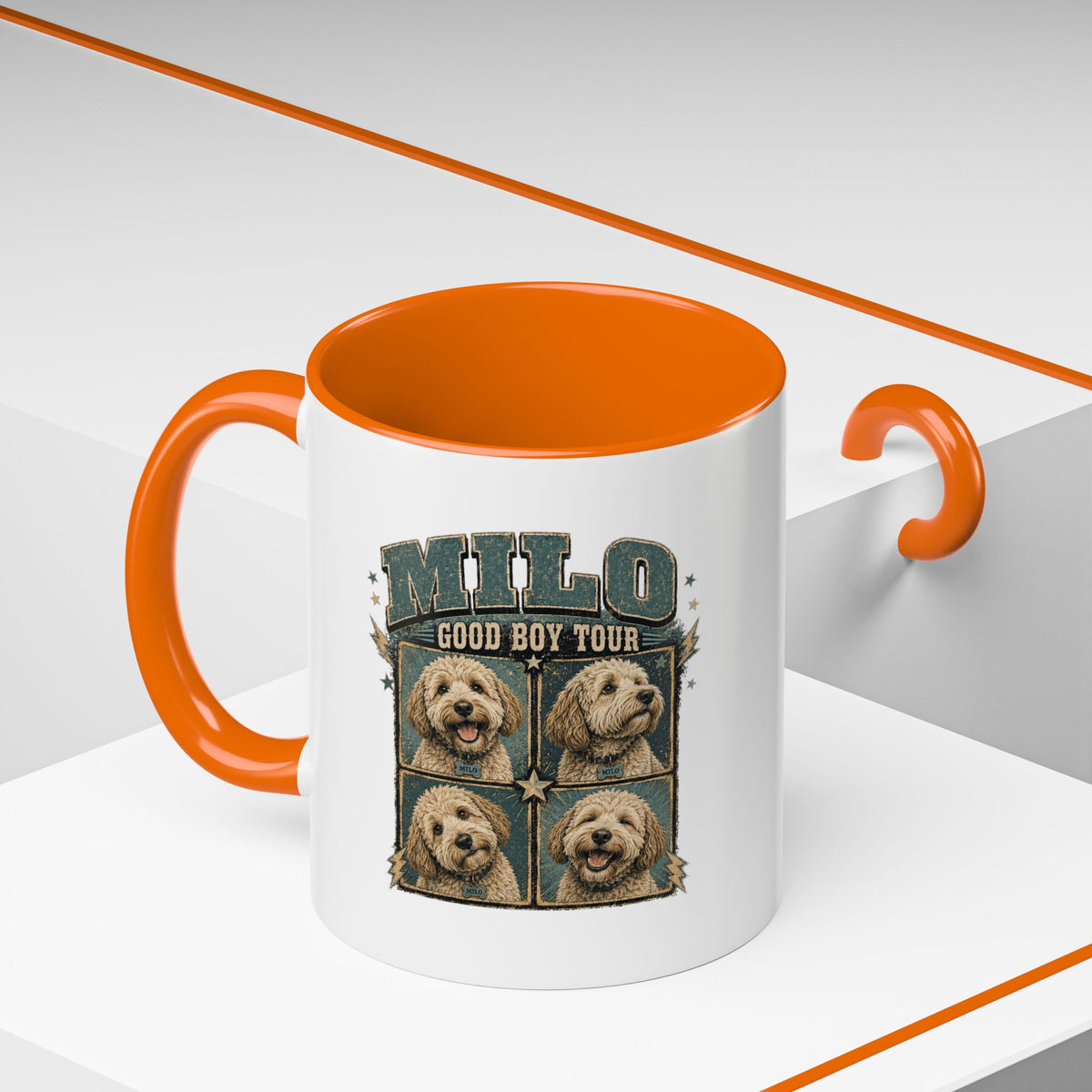 Milo Bailey Dog Dad Mom Milo 'Good Boy Tour' Accent Coffee Mug – Personalized Dog Photo Tribute