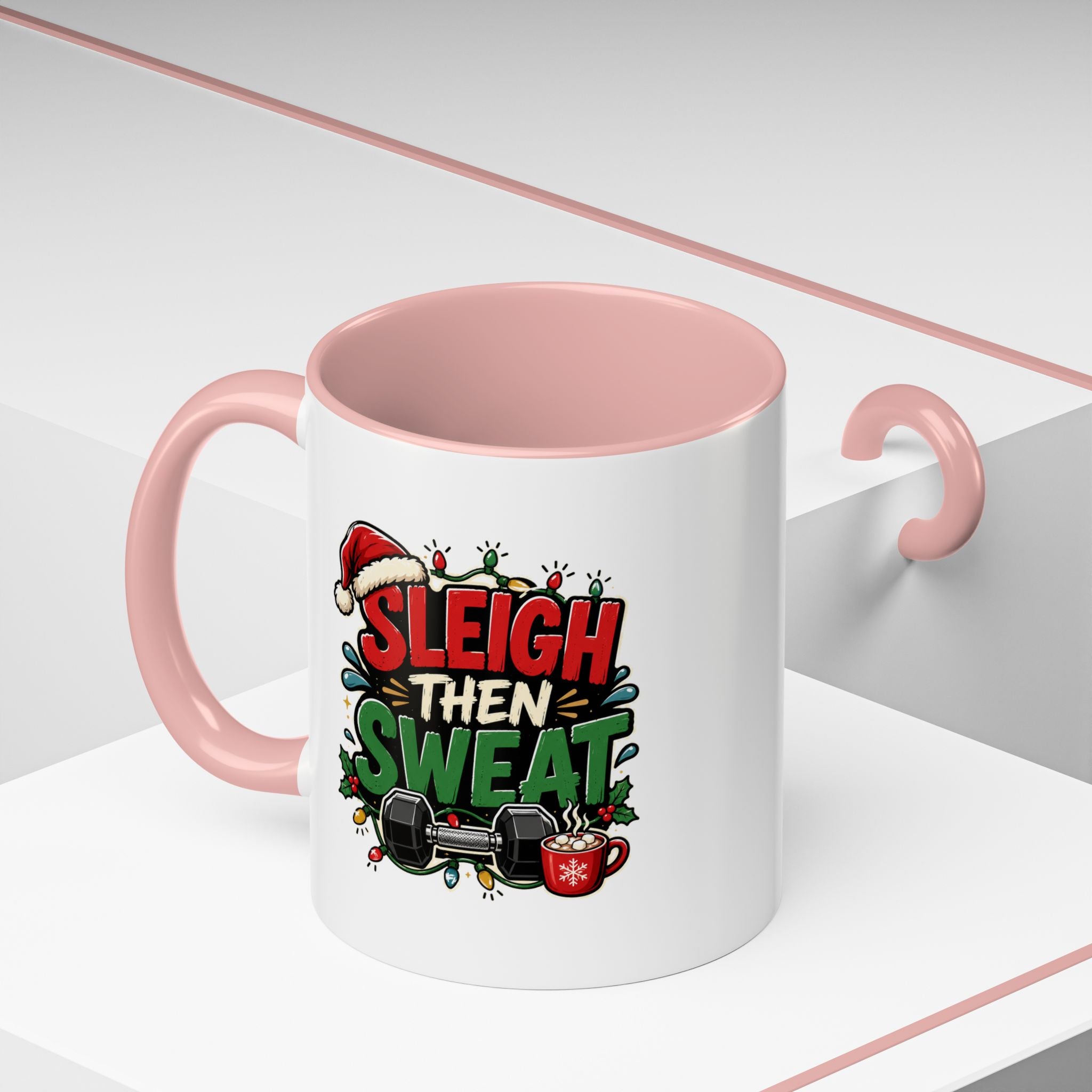 Modern Day Christmas Sleigh Then Sweat Coffee Mug — Festive Gym Motivational Holiday Gift
