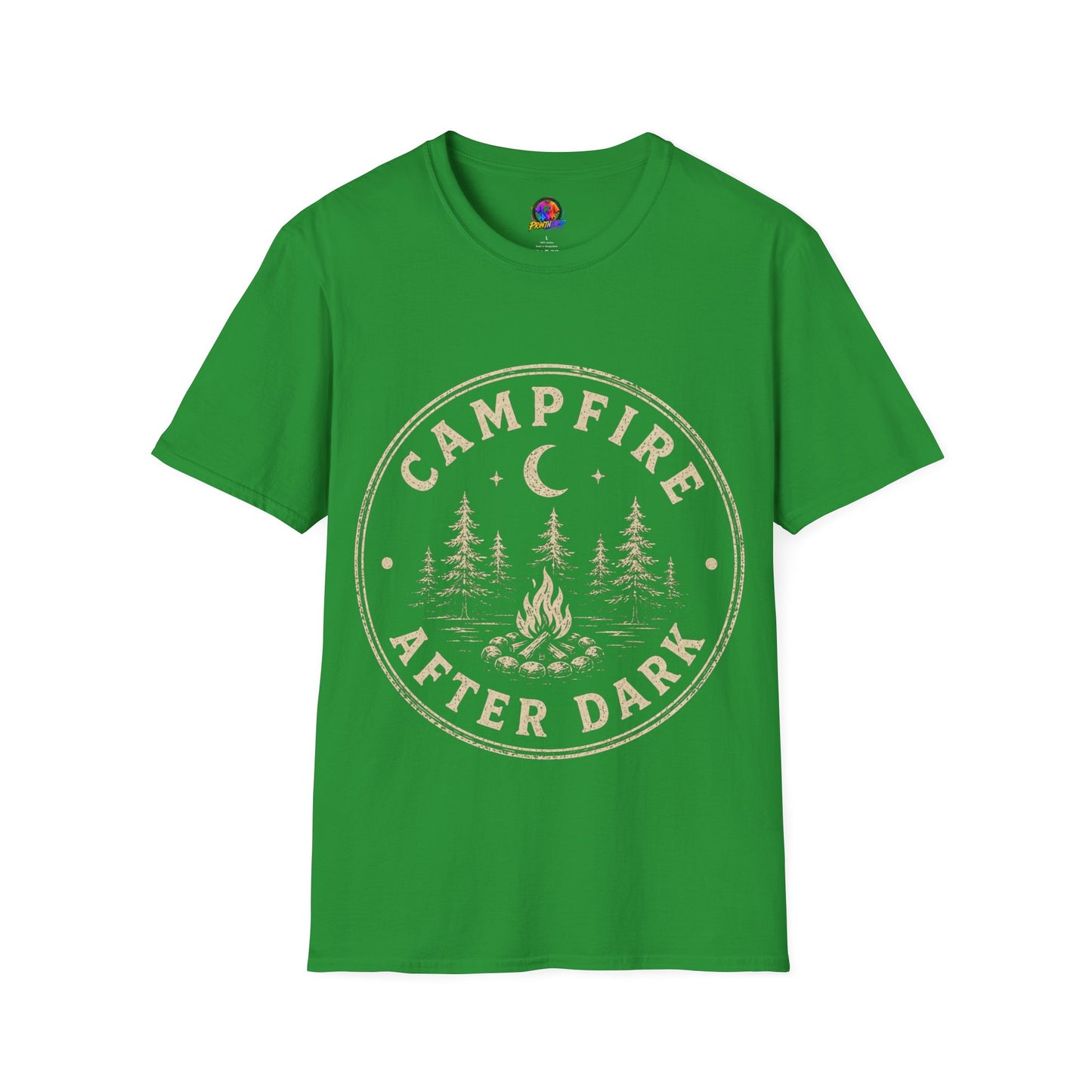Campfire After Dark T-Shirt — Vintage Moon & Pines Camping Tee