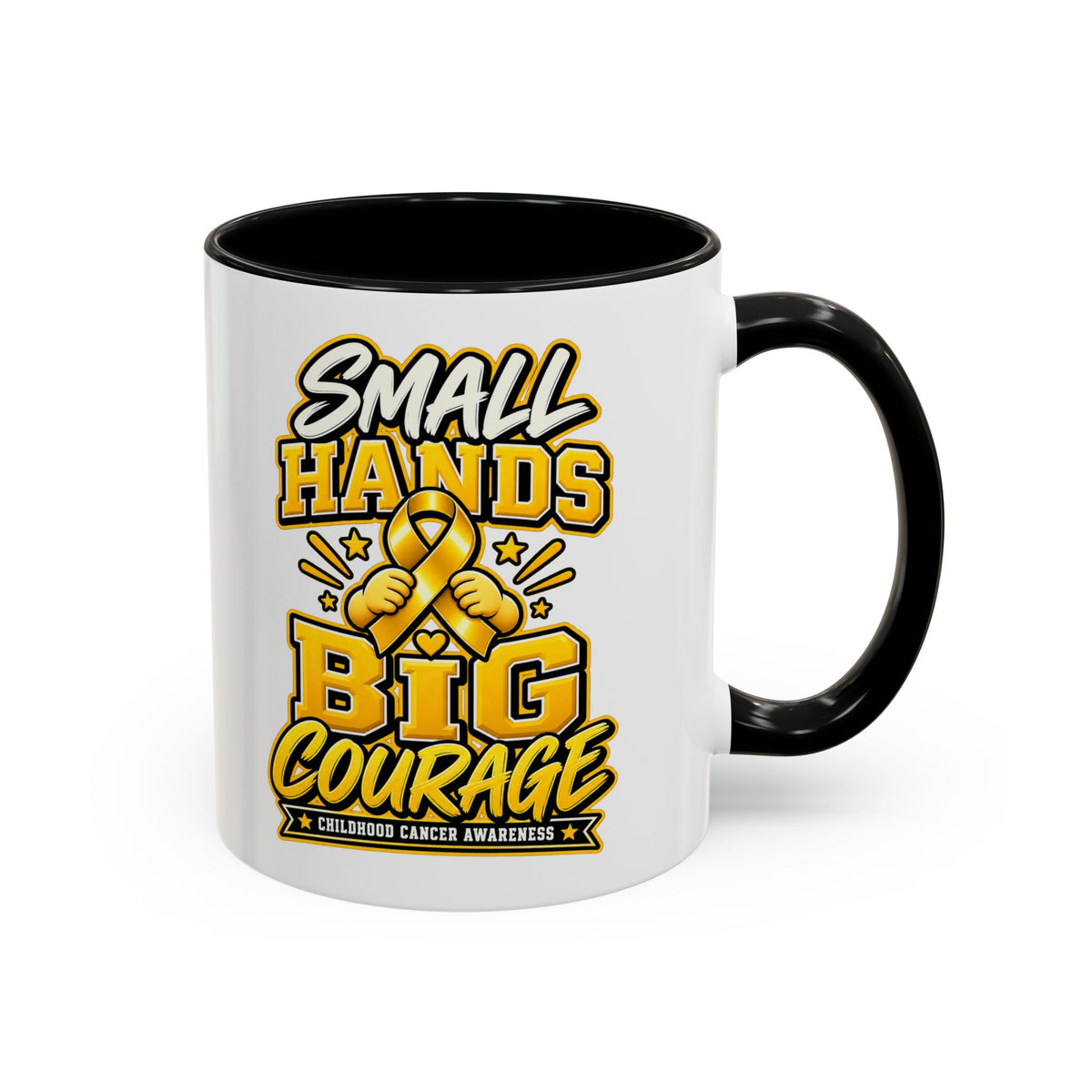 Coffee Mug - "Small Hands Big Courage" Childhood Cancer Awareness Accent Mug