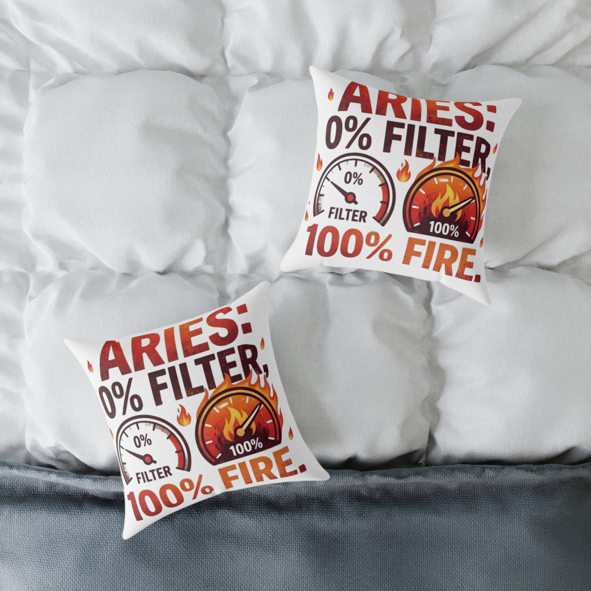 Aries 0% Filter 100% Fire Square Poly Canvas Pillow