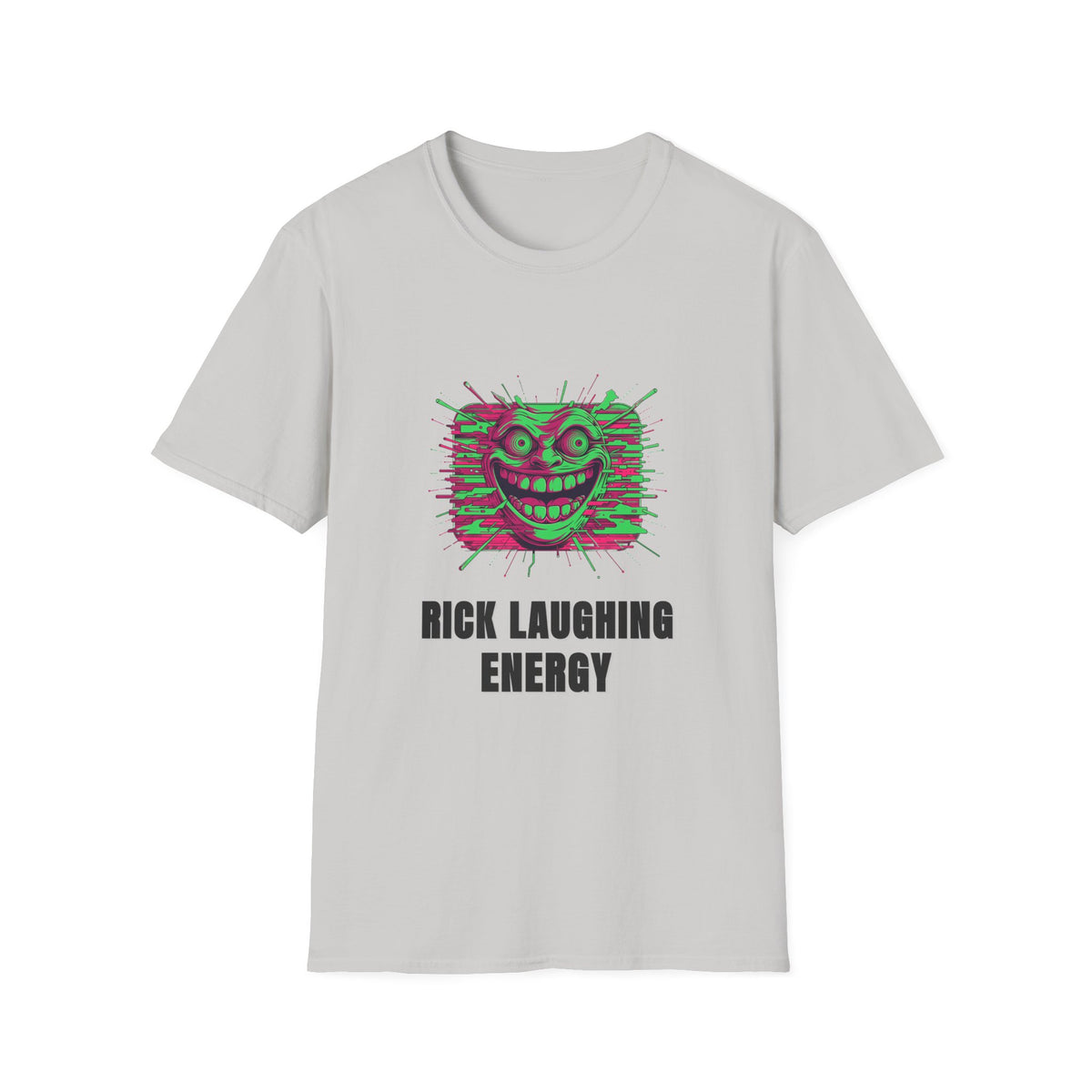 T-Shirt — 'Rick Laughing Energy' Neon Glitch Graphic - Trending Now - August 2026