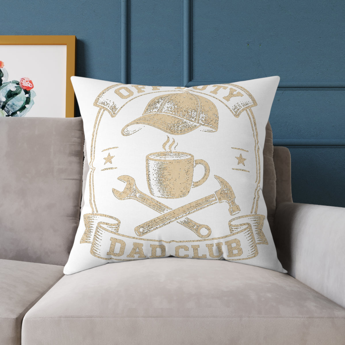 Dad Club Pillow – "Off Duty" Coffee & Tools Square Throw Pillow  Milo Bailey Dog Dad Mom