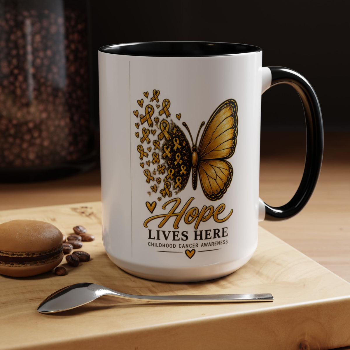 Hope Lives Here Childhood Cancer Awareness Accent Coffee Mug