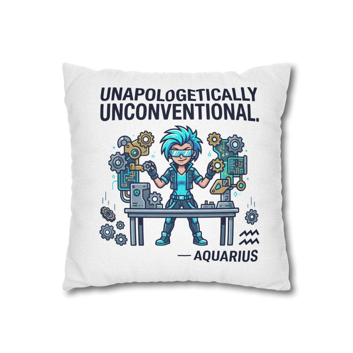 Aquarius Zodiac Spun Polyester Square Pillowcase